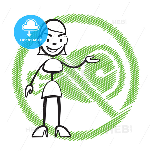 Stick figure woman without meat symbol – instant download
