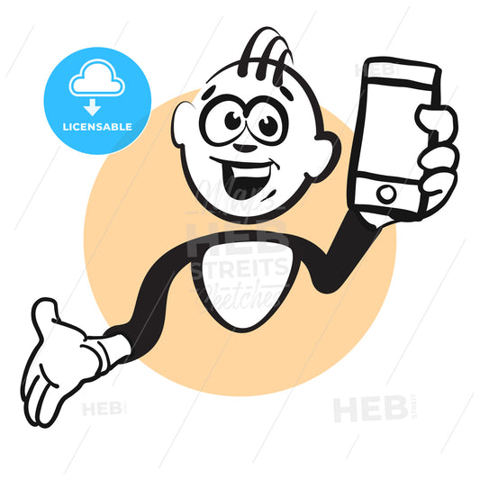 Stickman Emotion Man with Cellphone – instant download