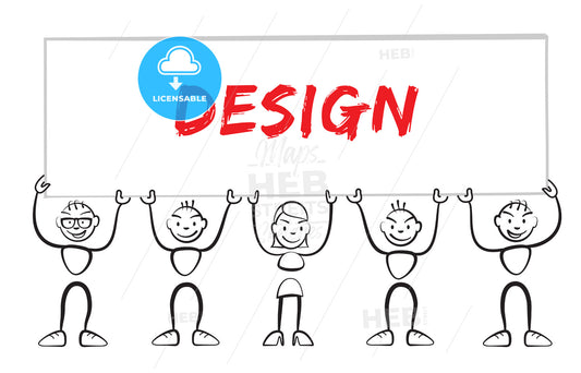 Stickman holding sign with inscription design – instant download