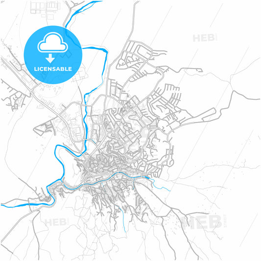 Štip, North Macedonia, city map with high quality roads.