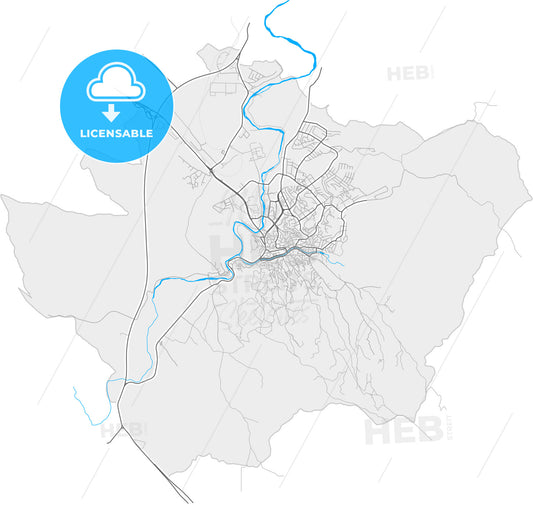 Štip, North Macedonia, high quality vector map