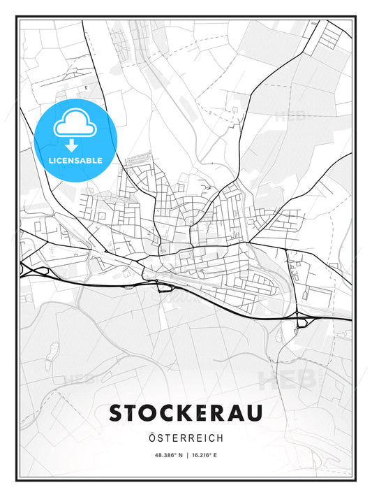 Stockerau, Austria, Modern Print Template in Various Formats - HEBSTREITS Sketches