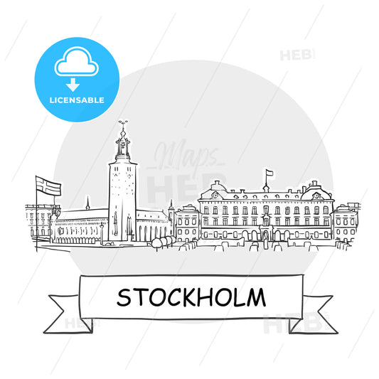 Stockholm Cityscape Vector Sign – instant download
