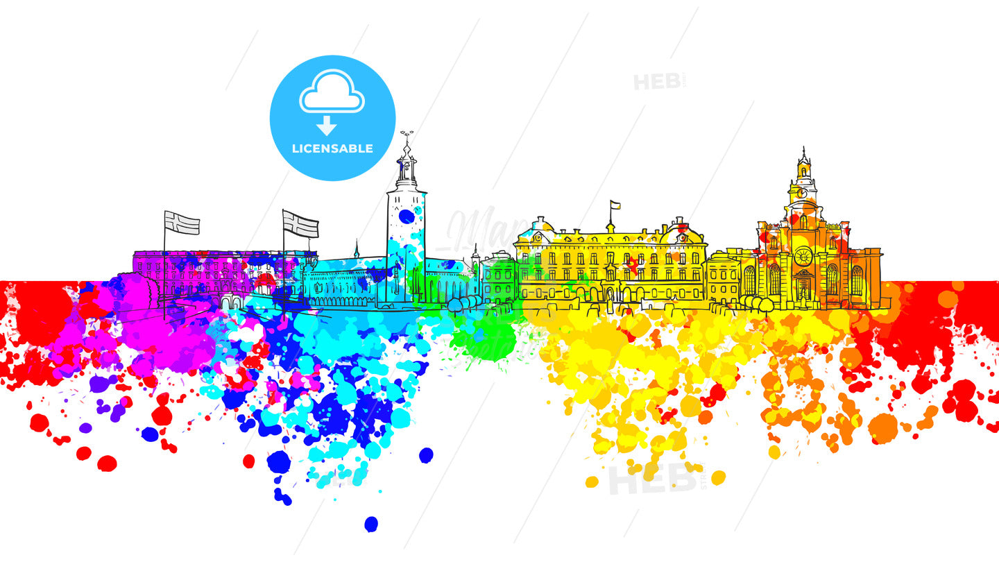 Stockholm Colorful Landmark Banner – instant download