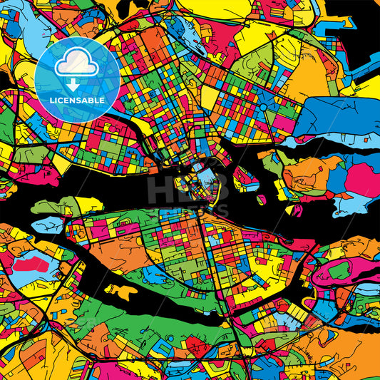 Stockholm Sweden Colorful Map
