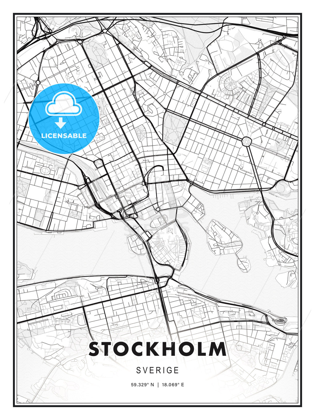 Stockholm, Sweden, Modern Print Template in Various Formats - HEBSTREITS Sketches