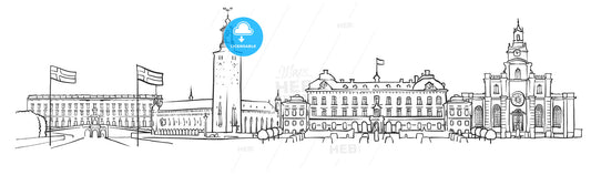 Stockholm, Sweden, Panorama Sketch – instant download