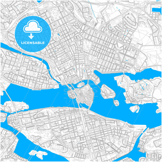 Stockholm, Sweden, city map with high quality roads.