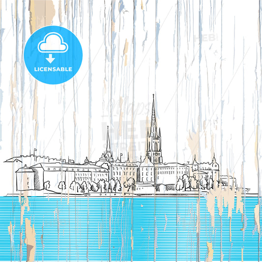 Stockholm drawing on wwod – instant download
