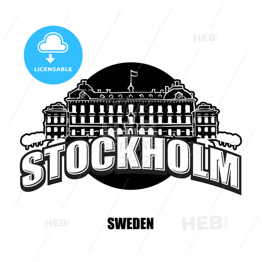 Stockholm royal palace black and white logo – instant download