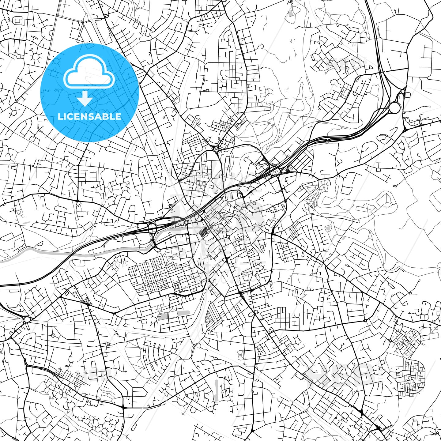 Stockport, England, UK, Vector Map - Light