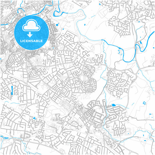 Stockport, North West England, England, city map with high quality roads.
