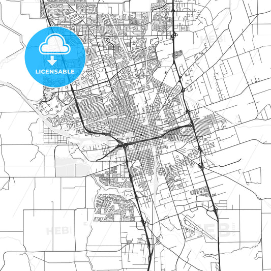 Stockton, California - Area Map - Light