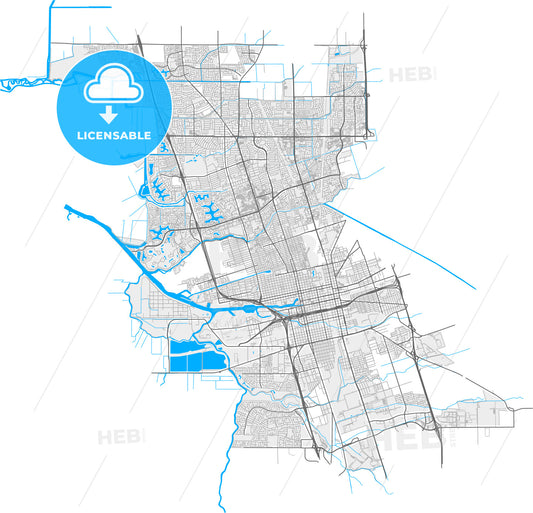 Stockton, California, United States, high quality vector map