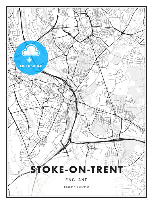 Stoke-on-Trent, England, Modern Print Template in Various Formats - HEBSTREITS Sketches