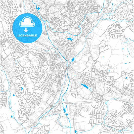 Stoke-on-Trent, West Midlands, England, city map with high quality roads.