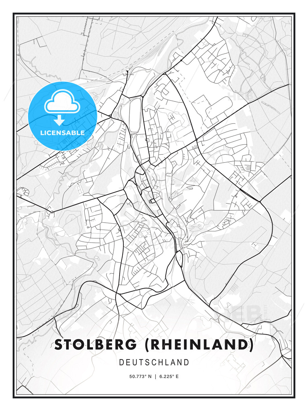 Stolberg (Rheinland), Germany, Modern Print Template in Various Formats - HEBSTREITS Sketches