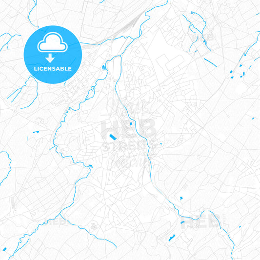 Stolberg (Rheinland), Germany PDF vector map with water in focus