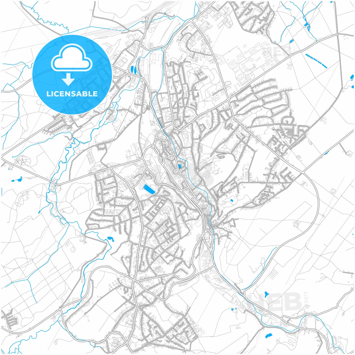 Stolberg (Rheinland), North Rhine-Westphalia, Germany, city map with high quality roads.