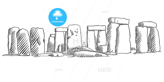 Stonehenge, England Historical Monument Sketch – instant download