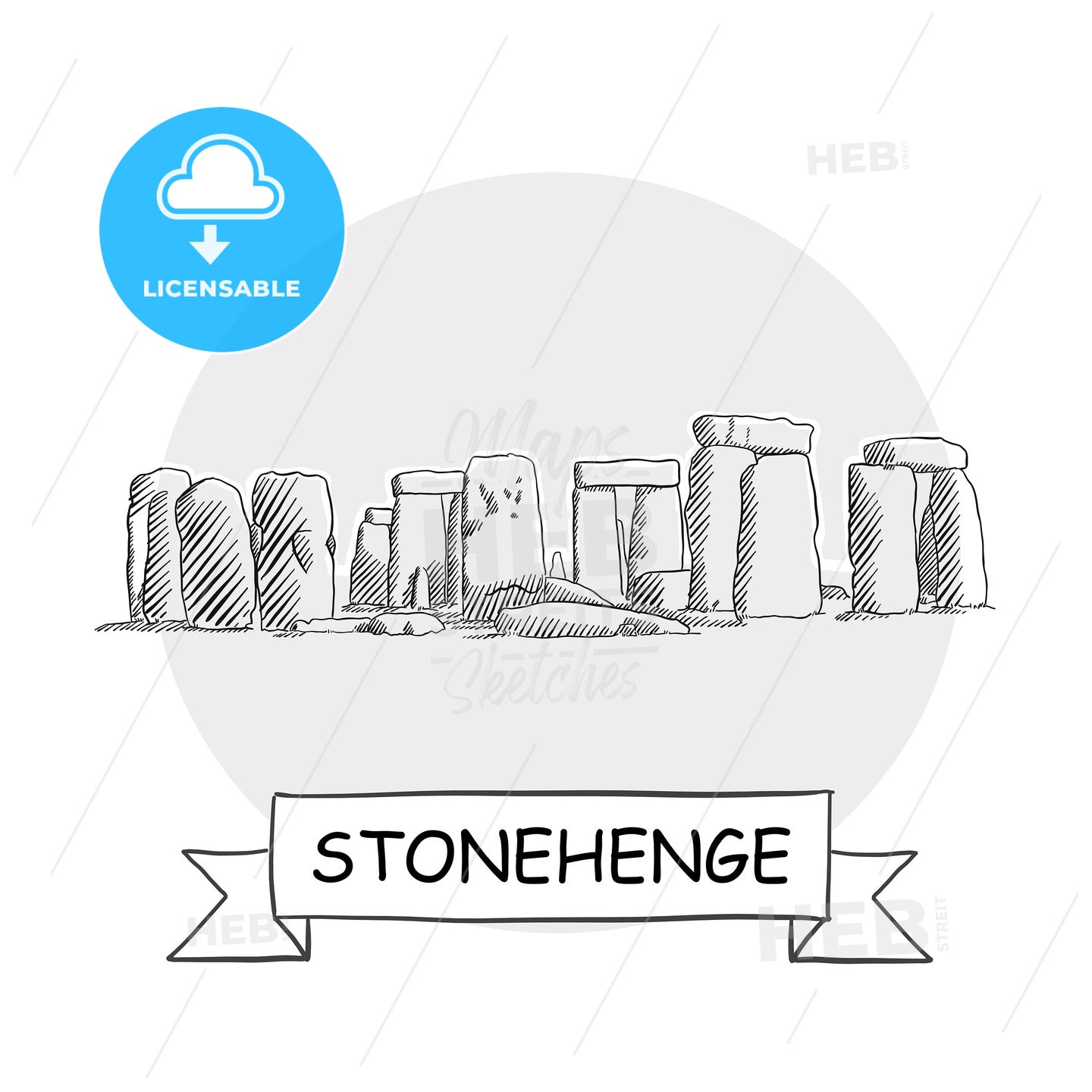 Stonehenge hand-drawn urban vector sign – instant download