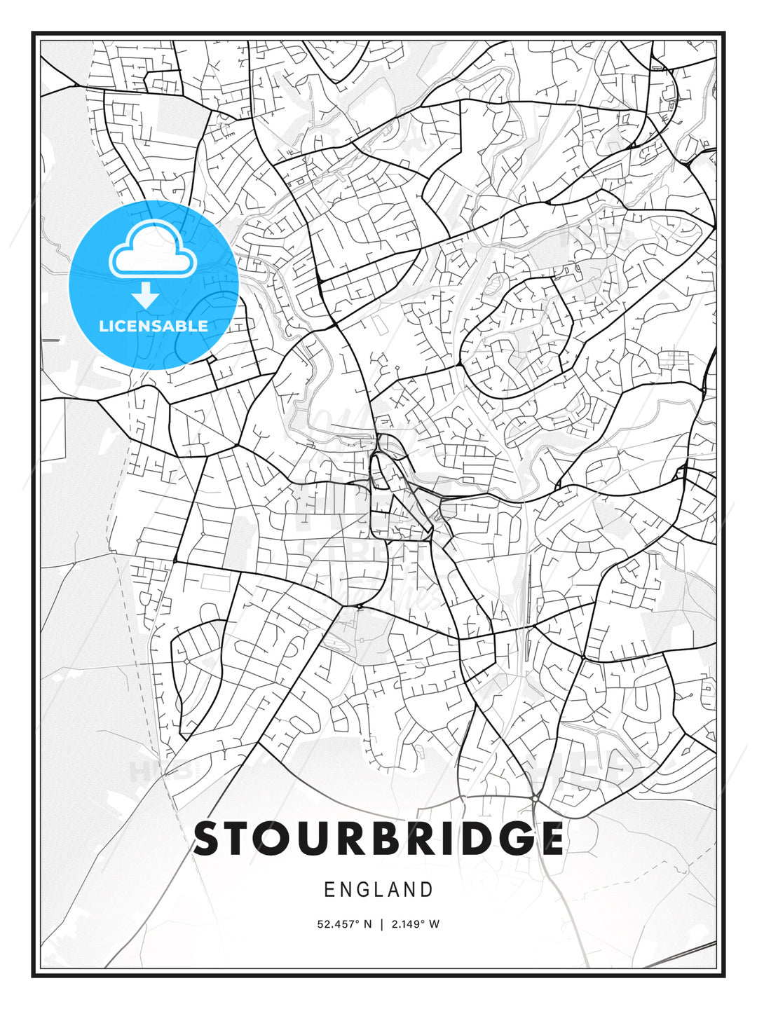 Stourbridge, England, Modern Print Template in Various Formats - HEBSTREITS Sketches