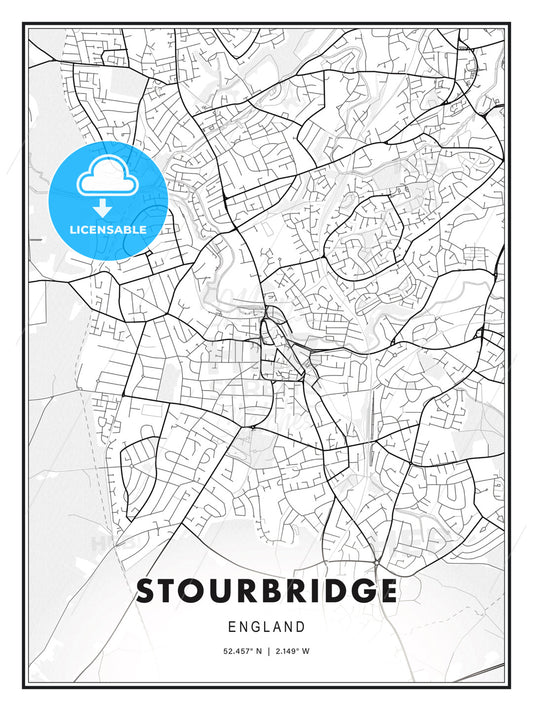 Stourbridge, England, Modern Print Template in Various Formats - HEBSTREITS Sketches