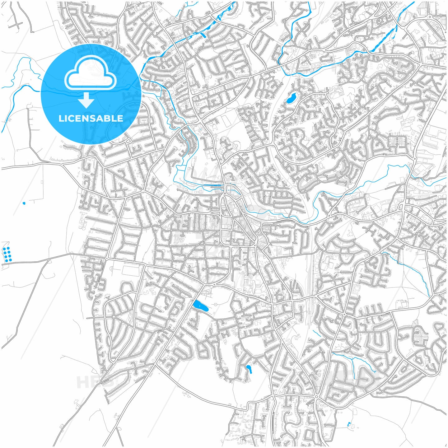 Stourbridge, West Midlands, England, city map with high quality roads.