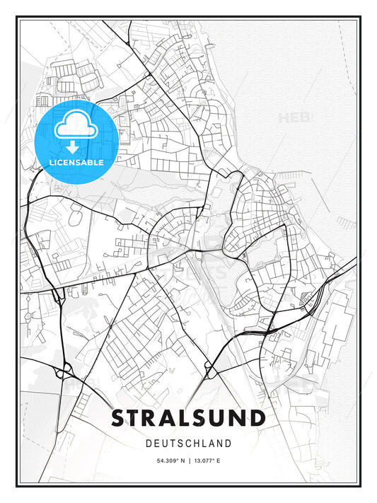 Stralsund, Germany, Modern Print Template in Various Formats - HEBSTREITS Sketches