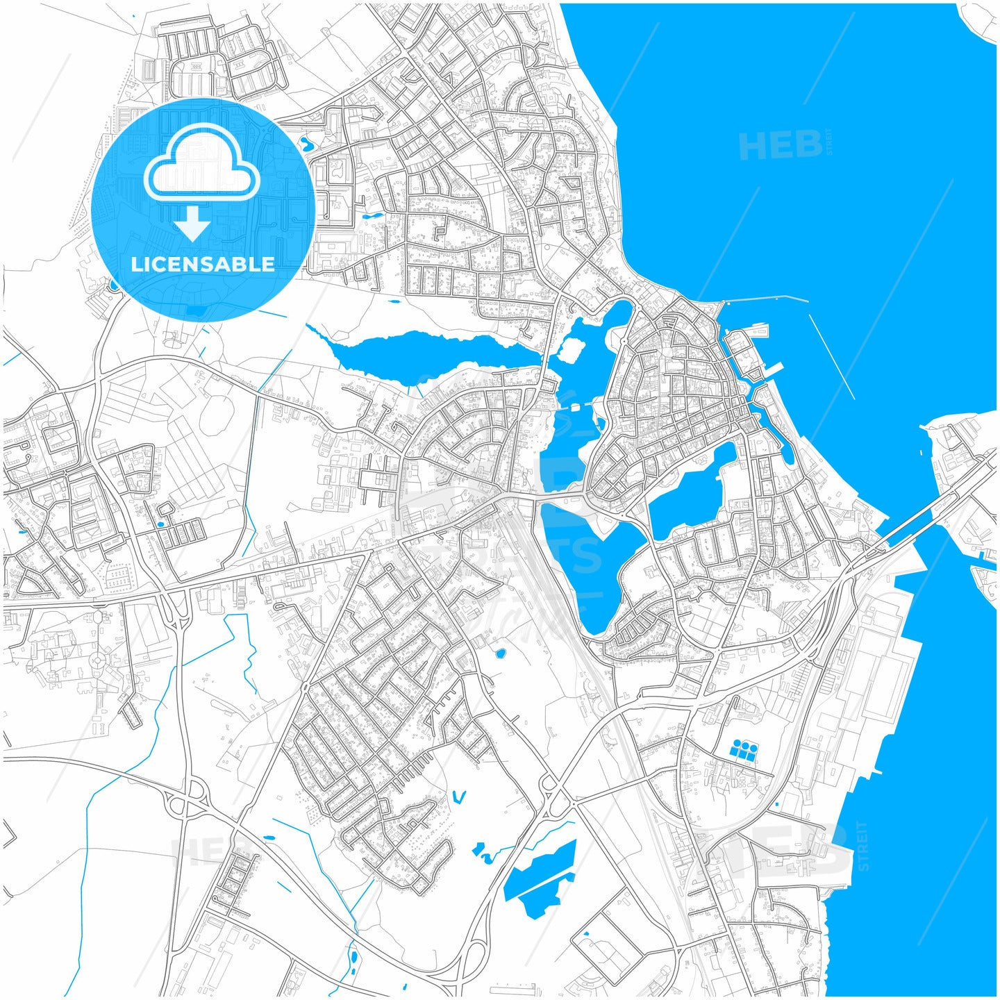 Stralsund, Mecklenburg-Western Pomerania, Germany, city map with high quality roads.