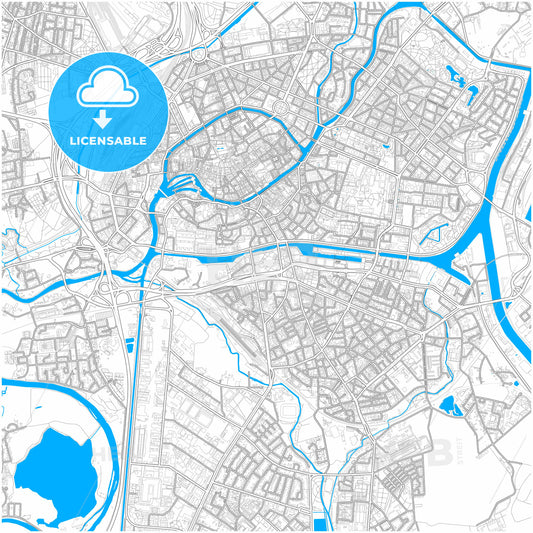 Strasbourg, Bas-Rhin, France, city map with high quality roads.