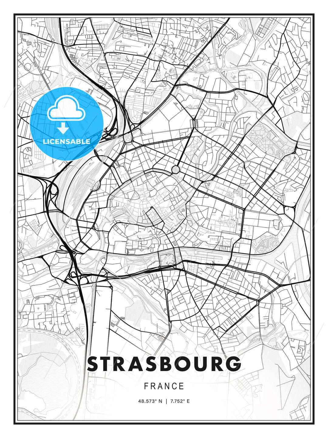 Strasbourg, France, Modern Print Template in Various Formats - HEBSTREITS Sketches