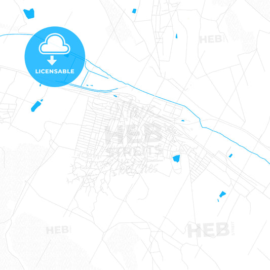 Strășeni, Moldova PDF vector map with water in focus