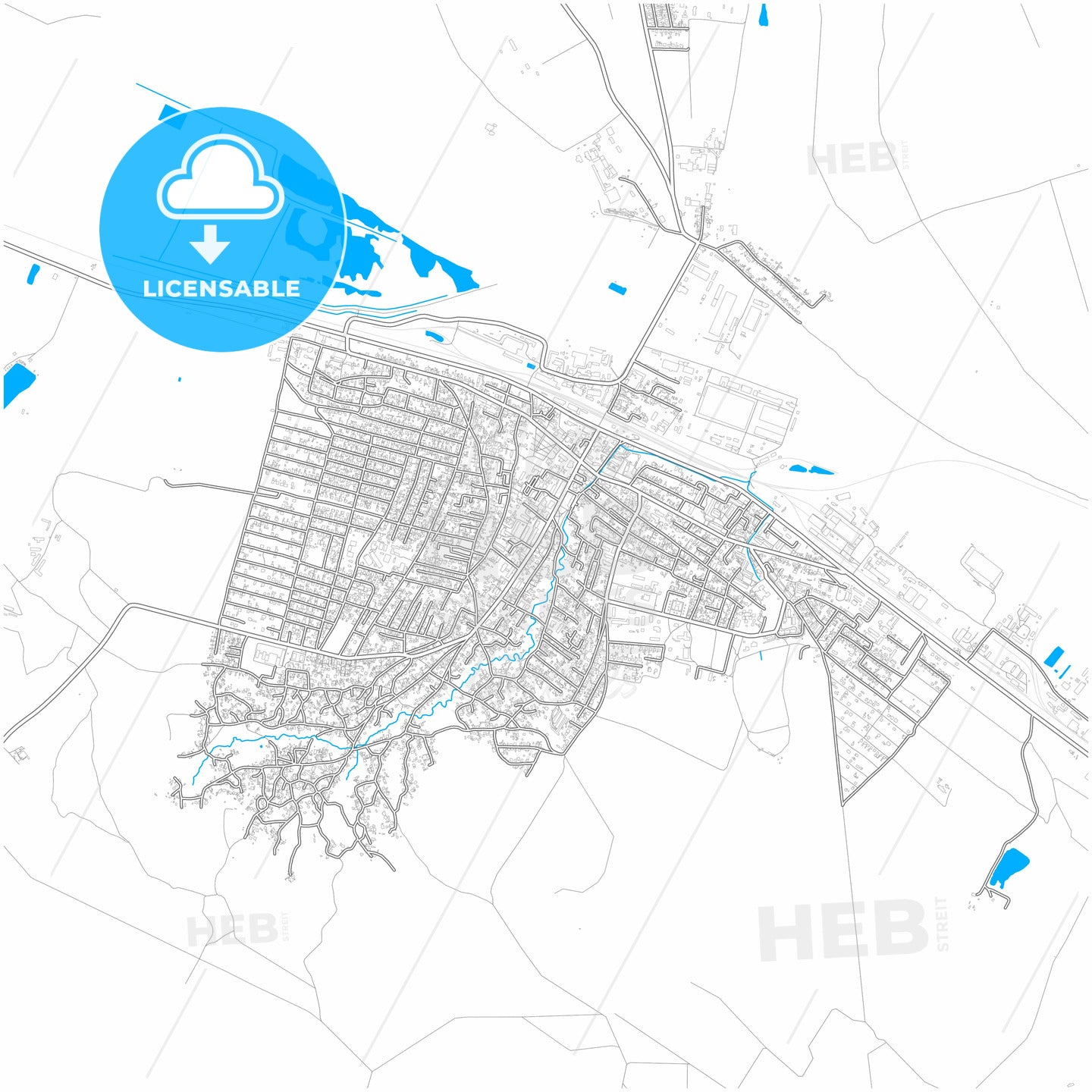 Strășeni, Strășeni district, Moldova, city map with high quality roads.