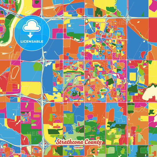 Strathcona County, Canada Crazy Colorful Street Map Poster Template - HEBSTREITS Sketches