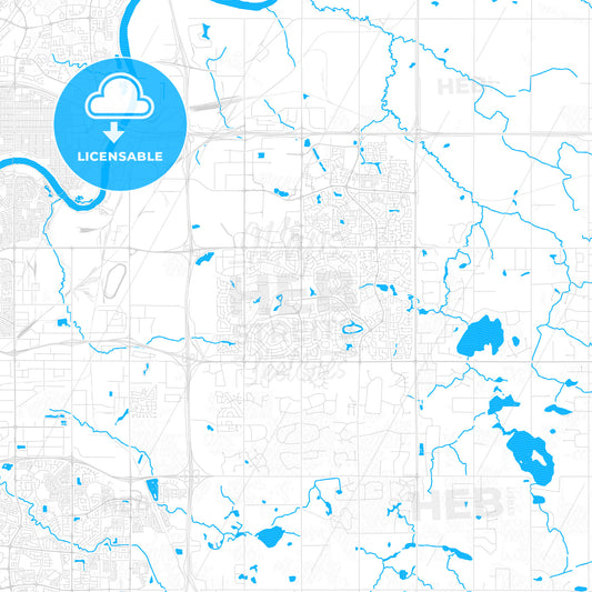 Strathcona County, Canada PDF vector map with water in focus