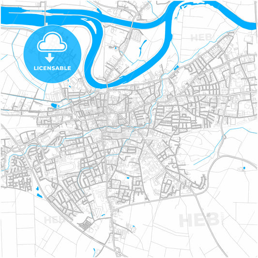 Straubing, Bavaria, Germany, city map with high quality roads.