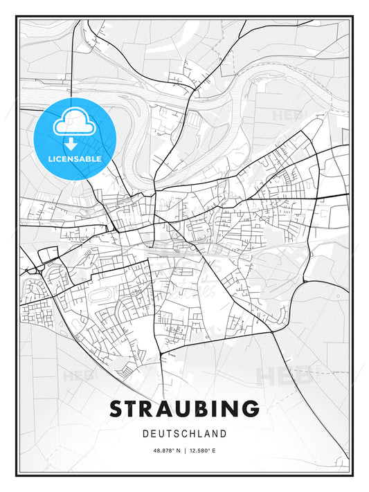 Straubing, Germany, Modern Print Template in Various Formats - HEBSTREITS Sketches