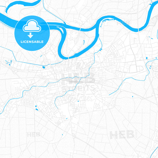 Straubing, Germany PDF vector map with water in focus