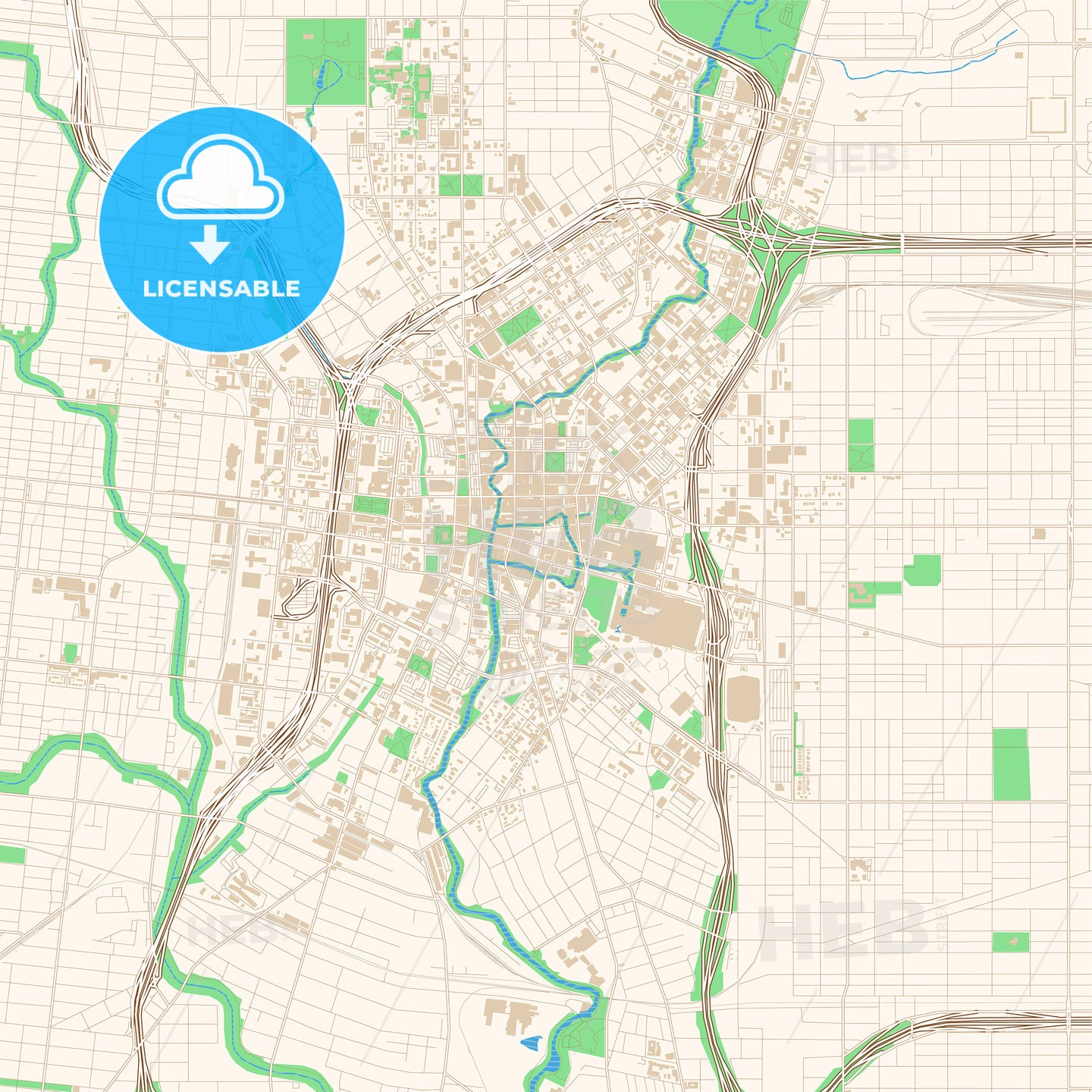 Street map of downtown San Antonio, Texas