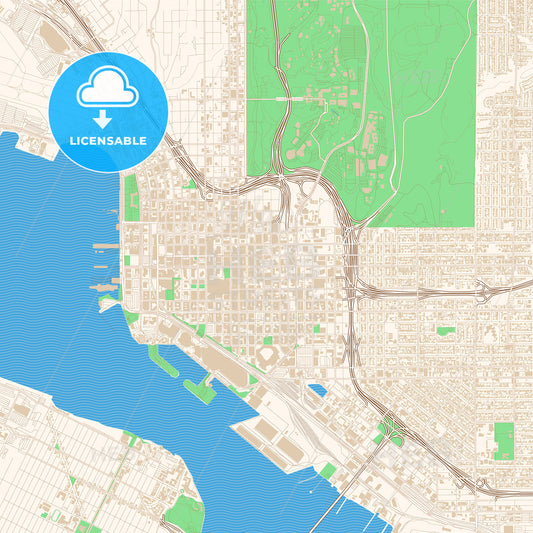 Street map of downtown San Diego, California