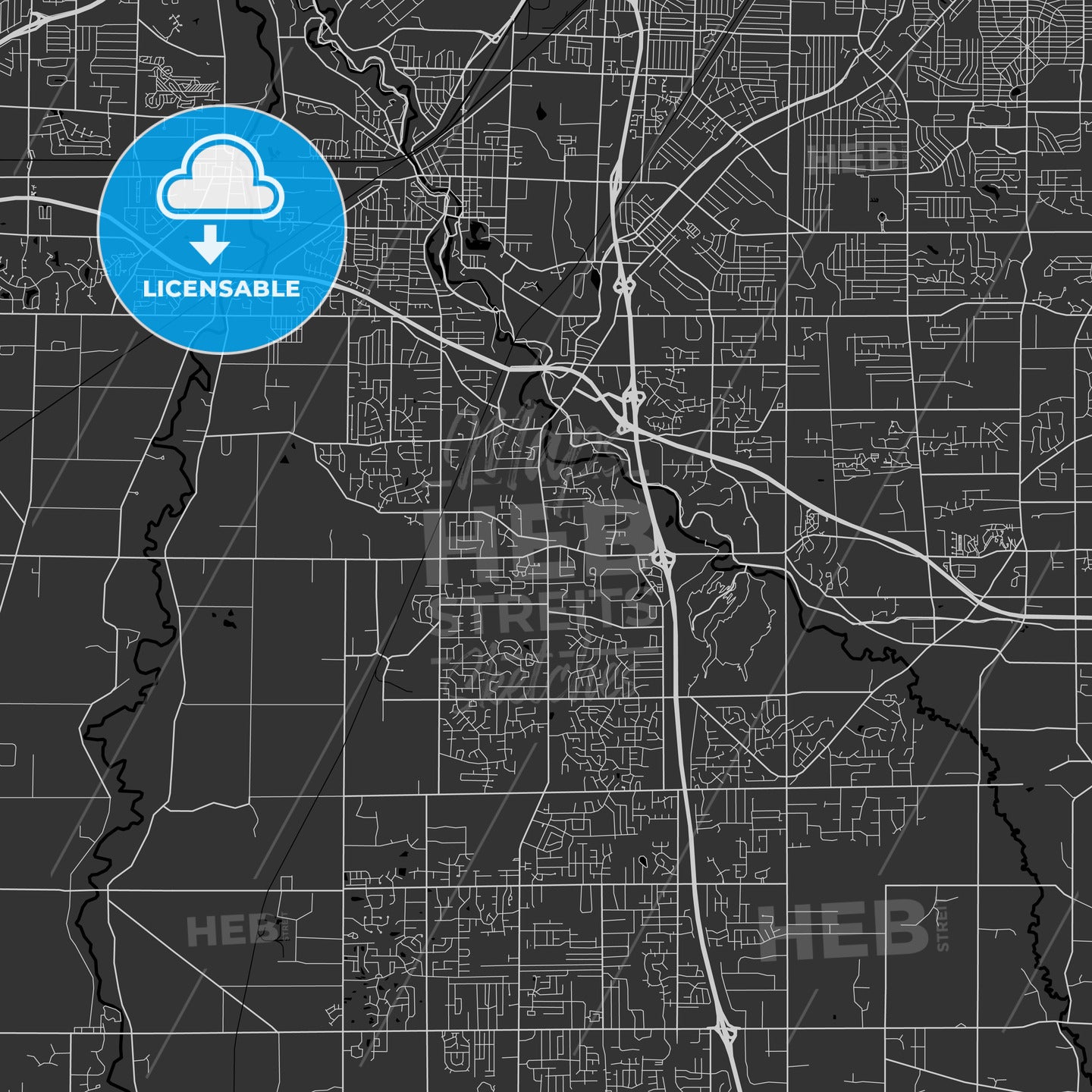 Strongsville, Ohio - Area Map - Dark