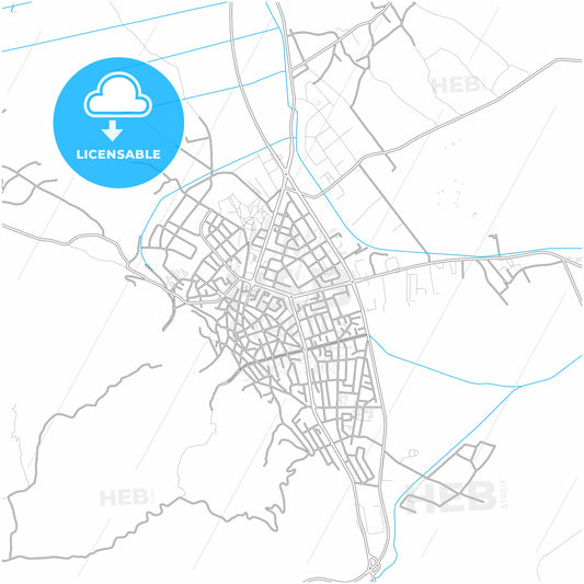 Strumica, North Macedonia, city map with high quality roads.