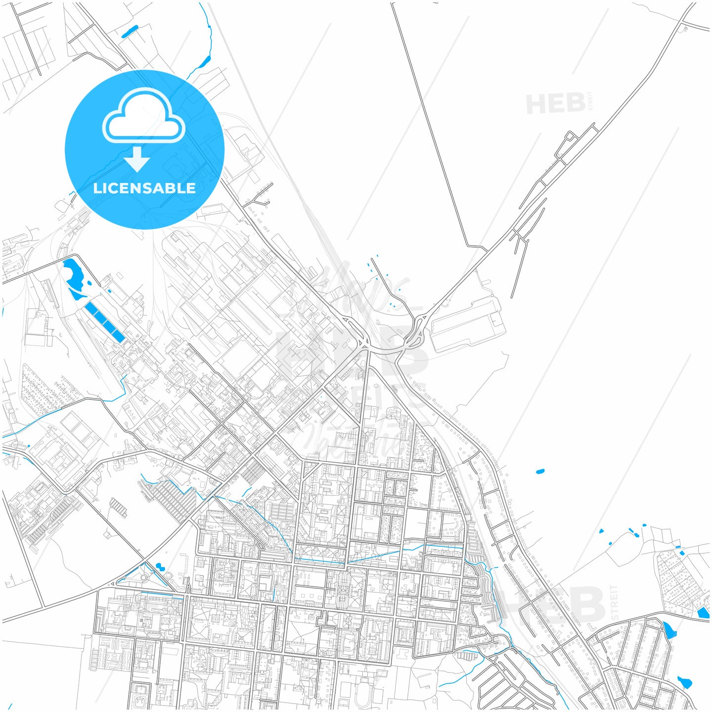 Stupino, Moscow Oblast, Russia, city map with high quality roads.