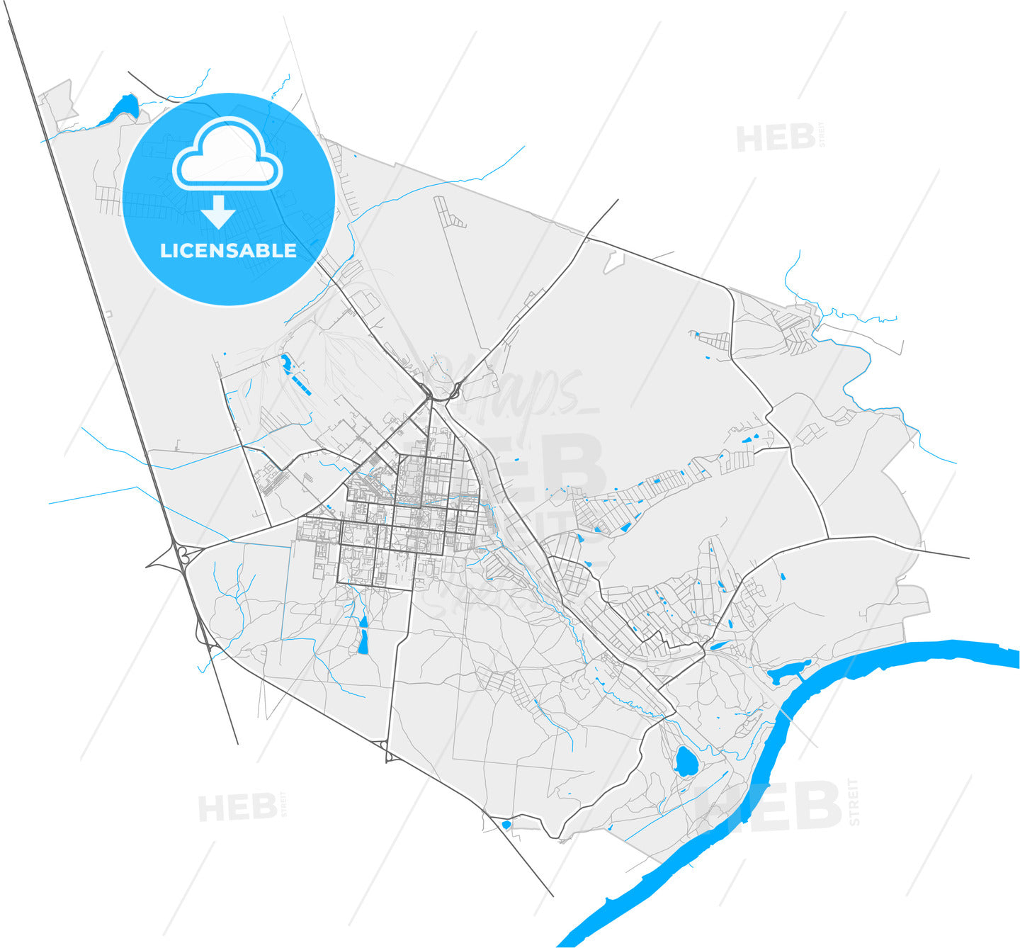 Stupino, Moscow Oblast, Russia, high quality vector map