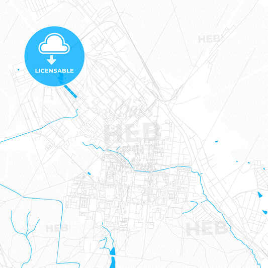 Stupino, Russia PDF vector map with water in focus