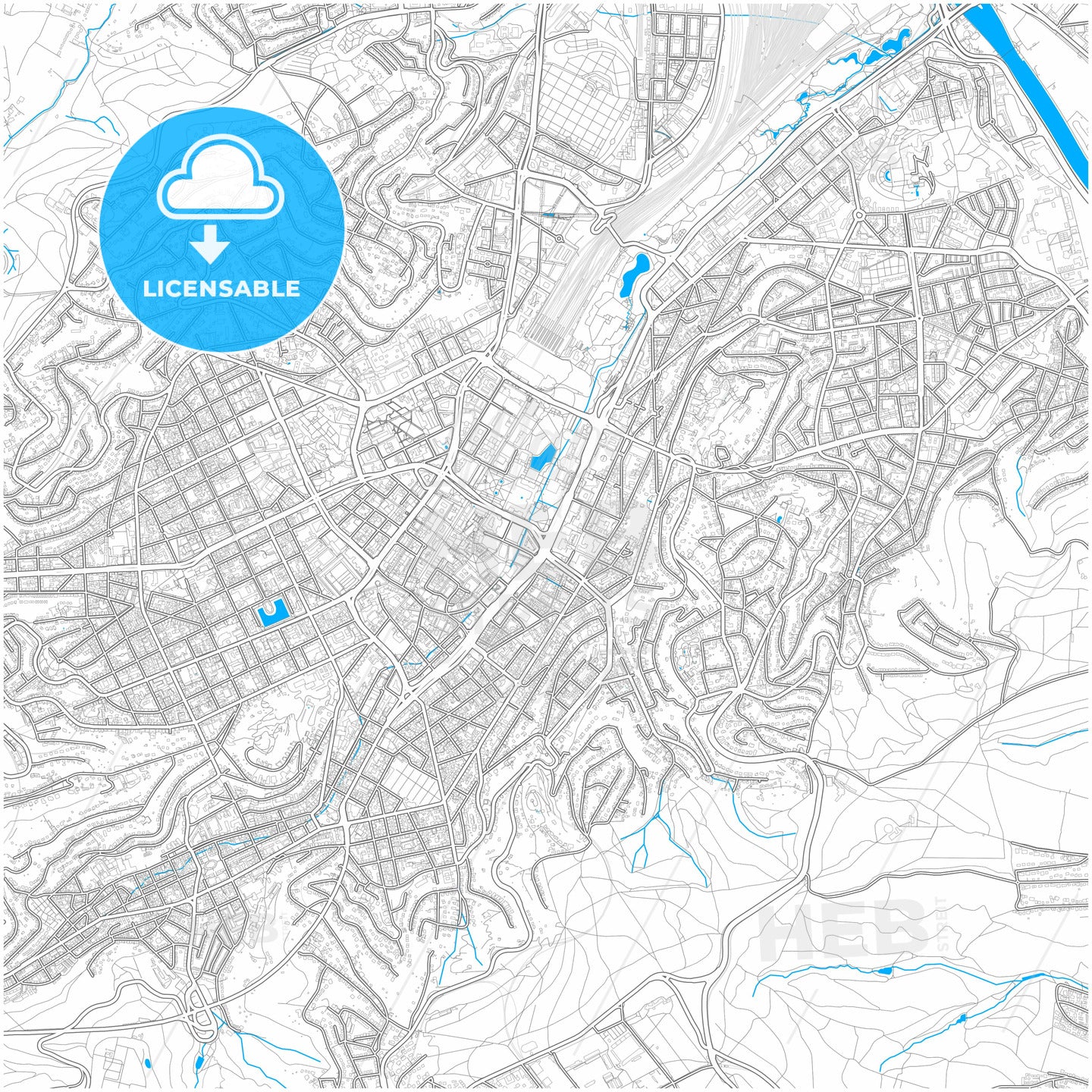 Stuttgart, Baden-Wuerttemberg, Germany, city map with high quality roads.