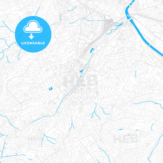 Stuttgart, Germany PDF vector map with water in focus