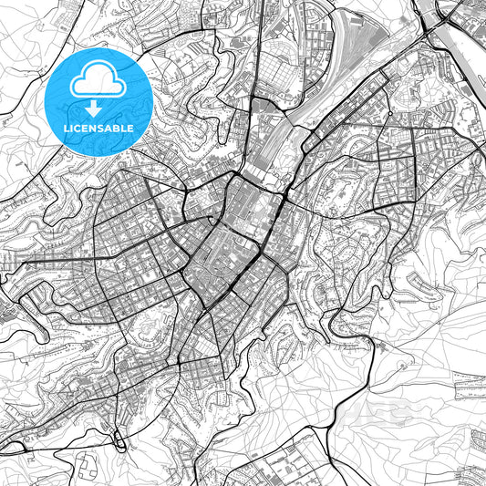 Stuttgart, Germany, vector map with buildings