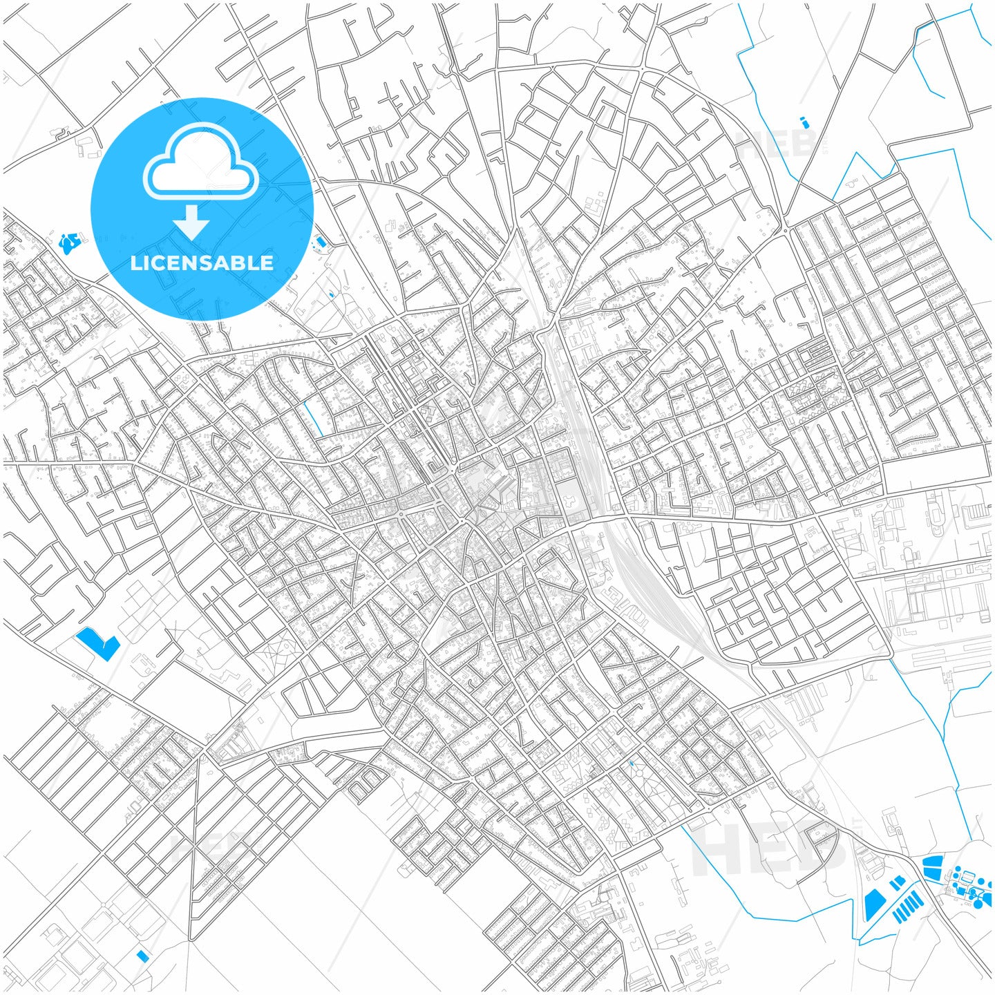 Subotica, North Bačka, Serbia, city map with high quality roads.